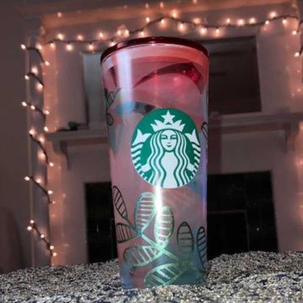 Starbucks 2020 Spring Ltd Ed Floral Glass Cold Cup 18oz EUC